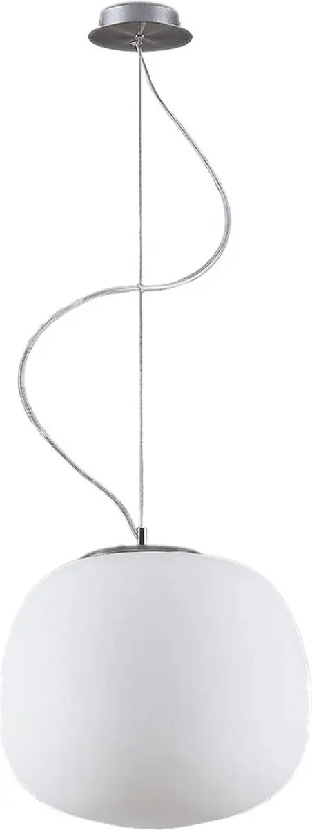 Lindby Hanglamp Glas Metaal 36cm - E27 - Wit/Chroom