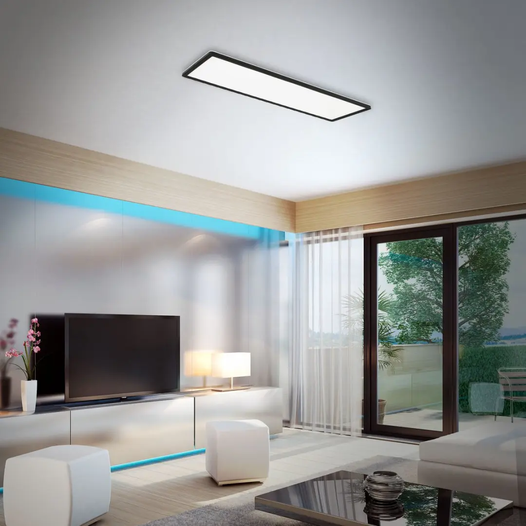 Briloner Slim LED Plafondlamp 58x20cm - 4.000K Zwart