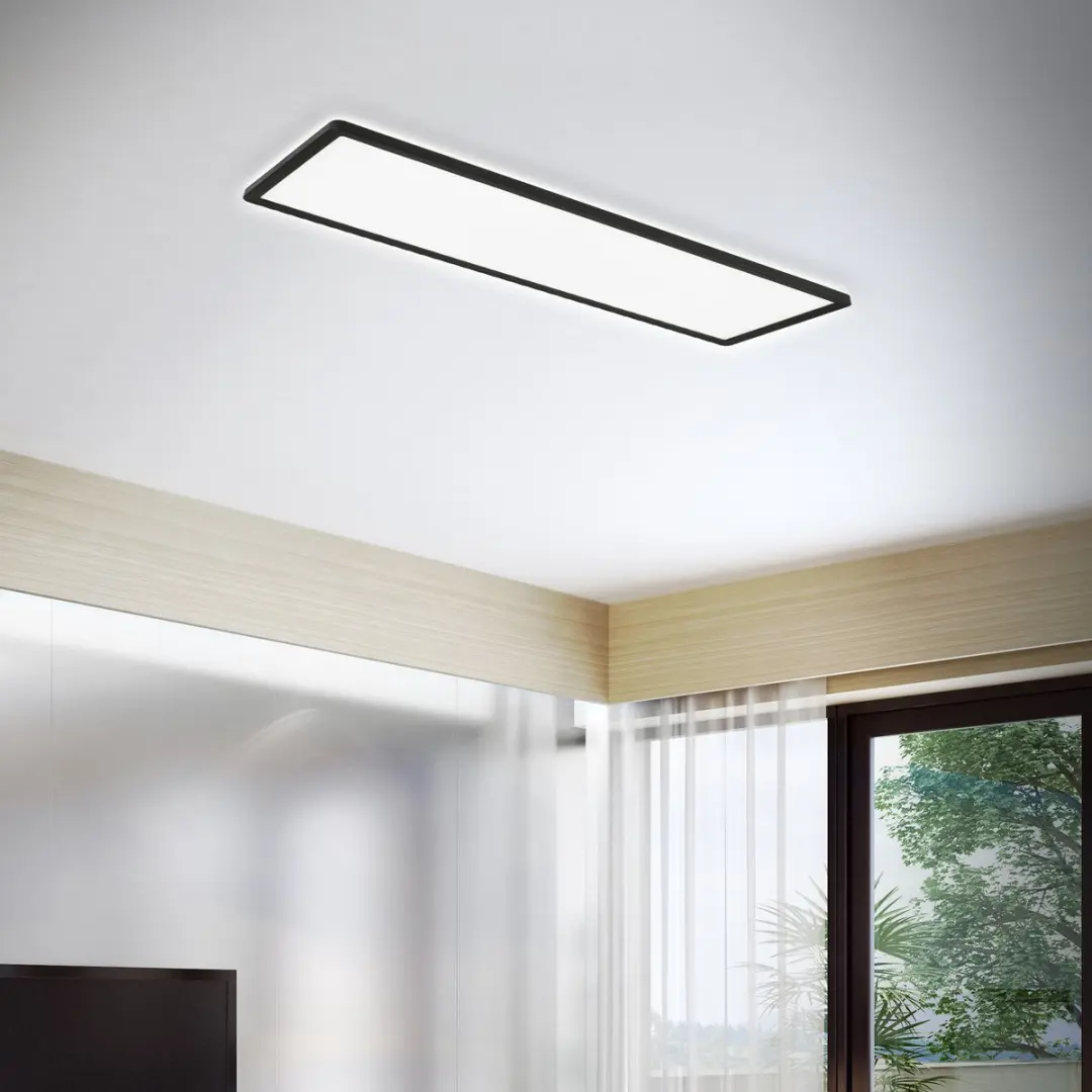 Briloner Slim LED Plafondlamp 58x20cm - 4.000K Zwart