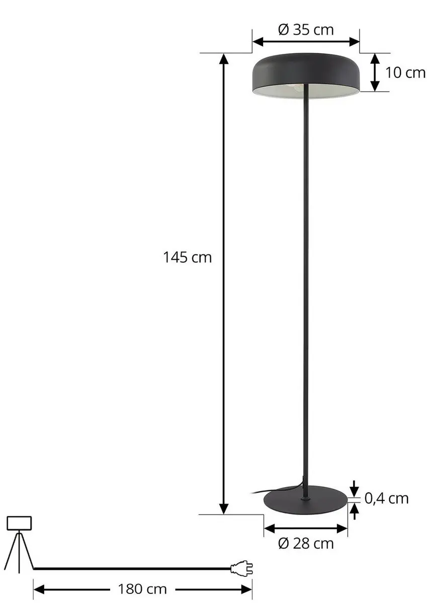 Lindby Vloerlamp 2-lichts Metaal Zwart 145cm