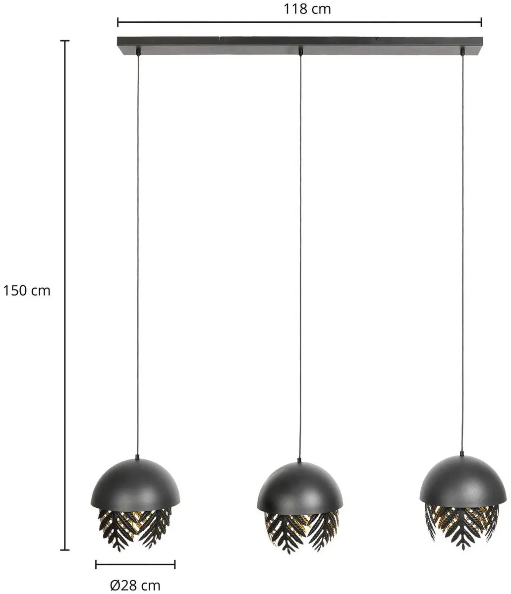 Lucande Hanglamp 3-lichts IJzer E27 - Zwart/Goud