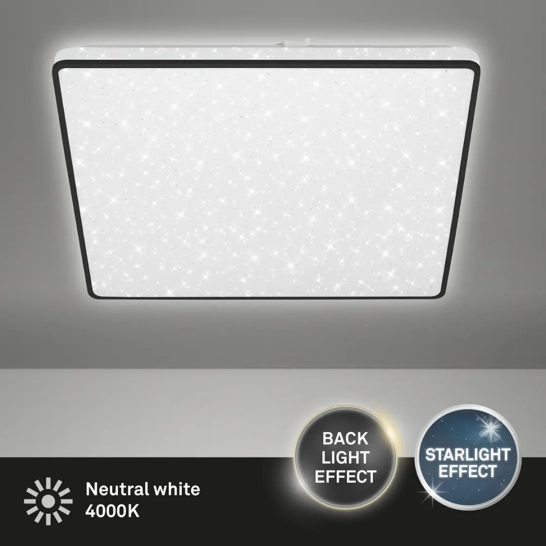 Briloner LED Plafonnière Sterrenhemel 37x37cm - 24W - Zwart