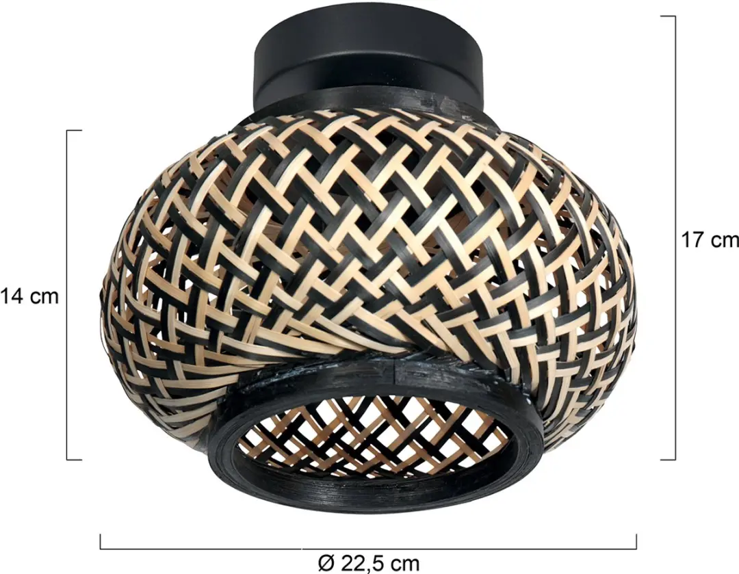 Steinhauer Nox Light 4501ZW Plafondlamp - Zwart/Naturel - Ø23 cm - afbeelding 6 van 6