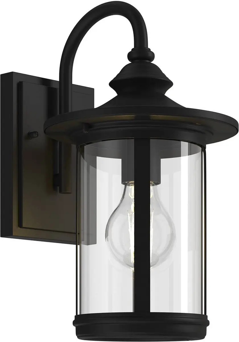 Lindby Wandlamp Buiten Aluminium Glas 1 Licht E27 - Zwart