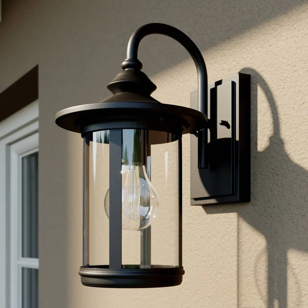 Lindby Wandlamp Buiten Aluminium Glas 1 Licht E27 - Zwart