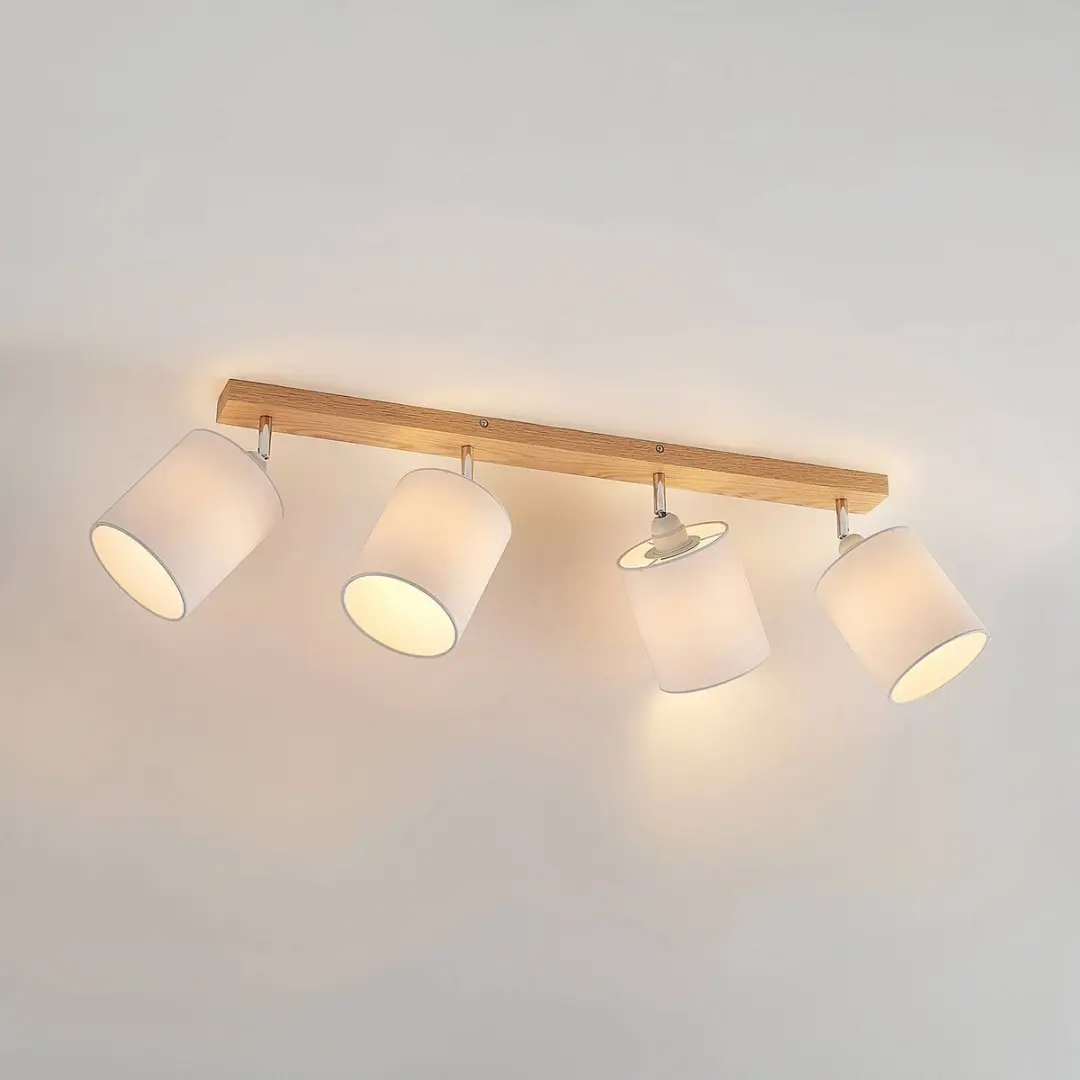 Lindby Buitenspot Eikenhout 4-Lichts E27 - Licht hout/wit