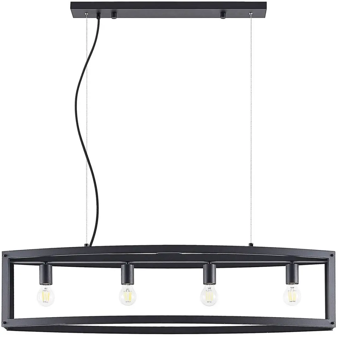 Lindby Hanglamp 4-Lichts Staal - E27 - Zwart