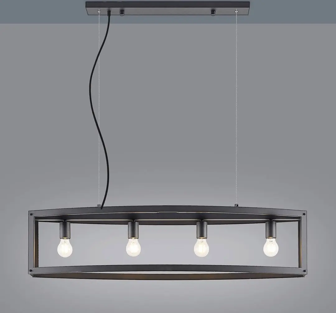 Lindby Hanglamp 4-Lichts Staal - E27 - Zwart