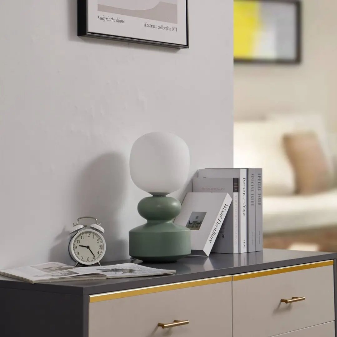 Lucande Tafellamp Keramiek Glas 10W E14 - 38cm Wit/Groen