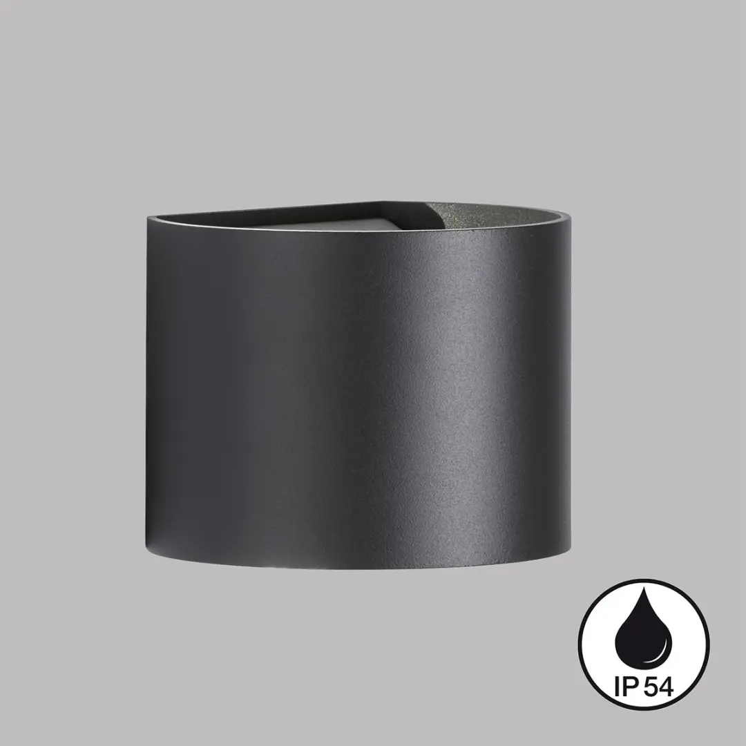 Fischer & Honsel Matteo Wandlamp IP54 6W LED - 620 Lumen - Zwart