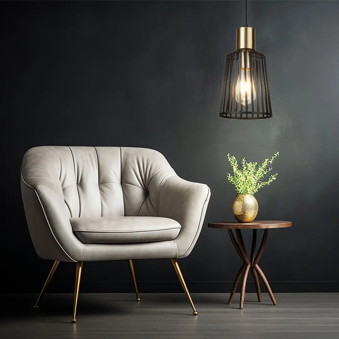 Searchlight Hanglamp Bird Cage Ø16cm - Goud/Zwart