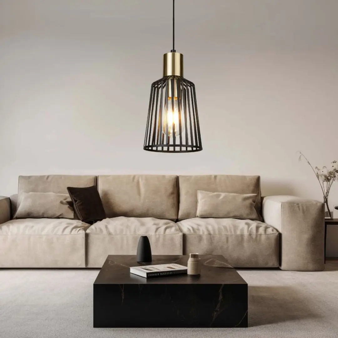Searchlight Hanglamp Bird Cage Ø16cm - Goud/Zwart