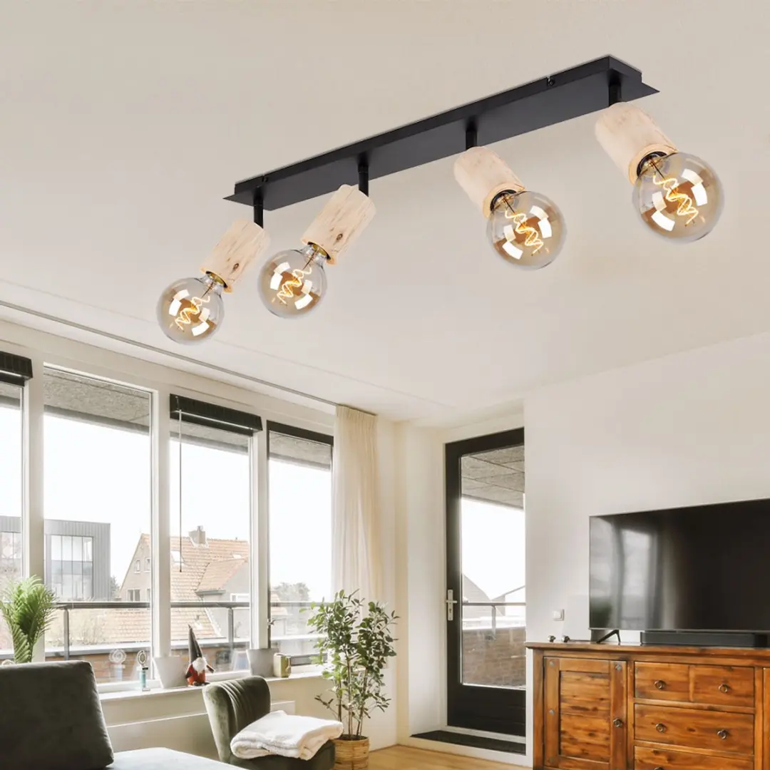 Globo Spotlamp 4 Vlammen - 80x10x18cm - Zwart