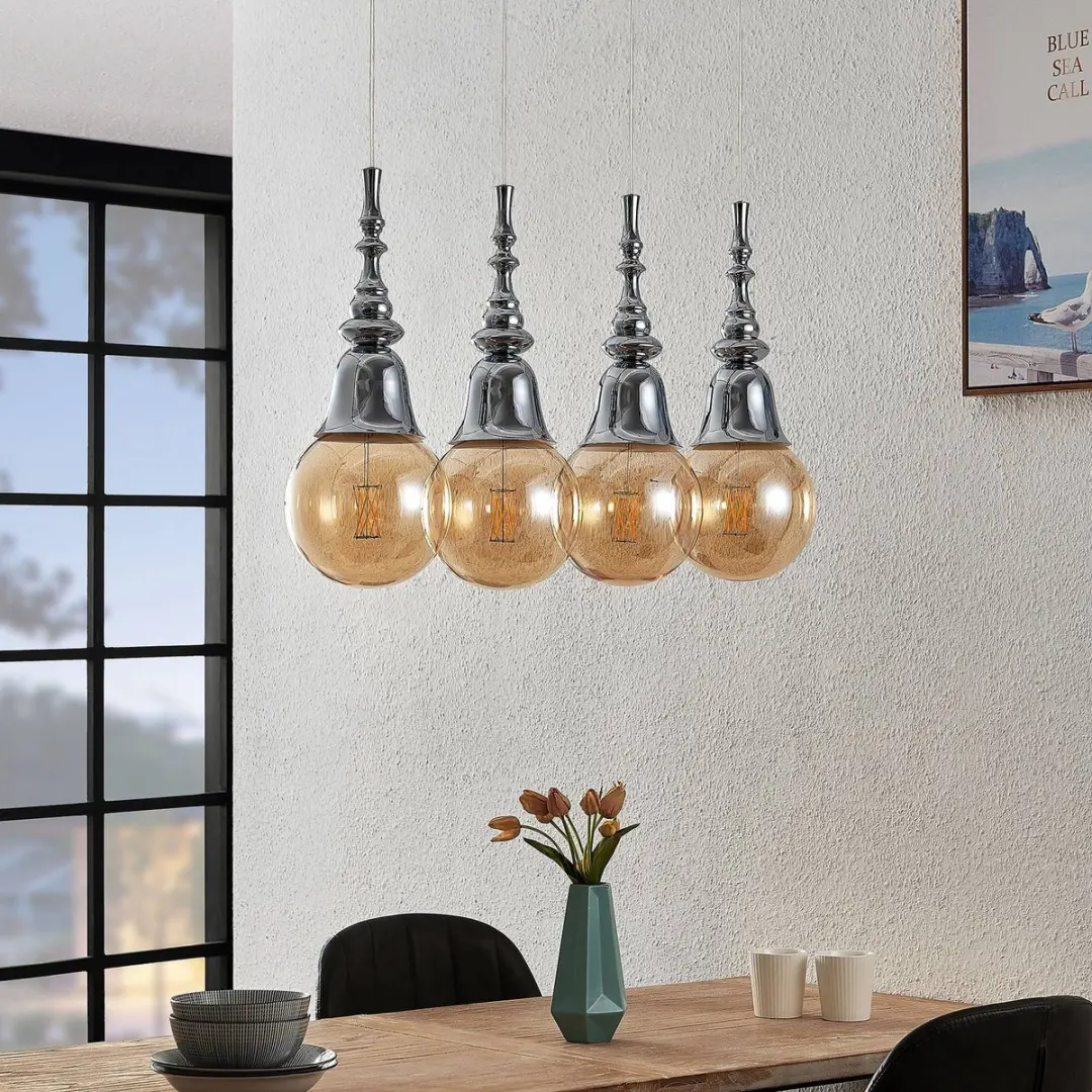 Lucande Hanglamp 4-Lichts E27 - Chroom