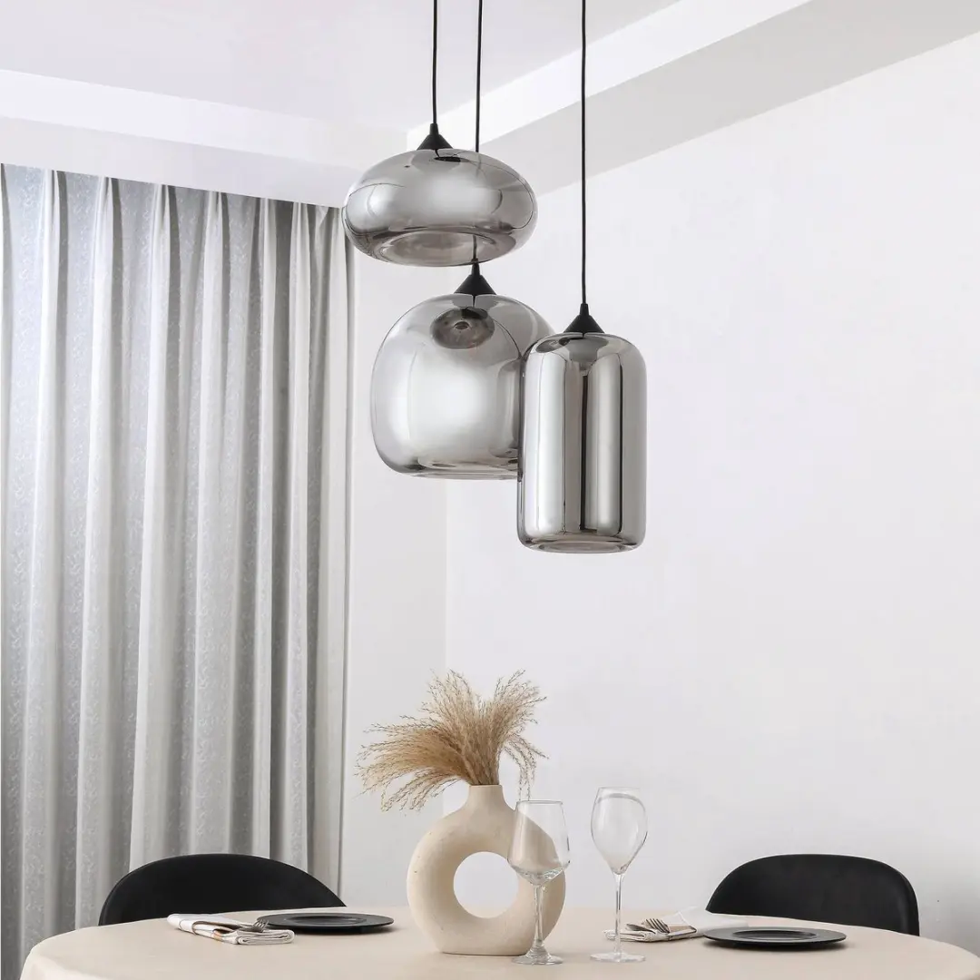 Lindby Hanglamp 3-Lichts - Zwart/Rookgrijs