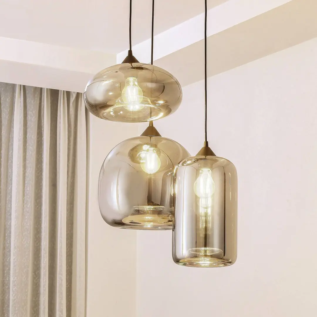 Lindby Hanglamp 3-Lichts - Zwart/Rookgrijs