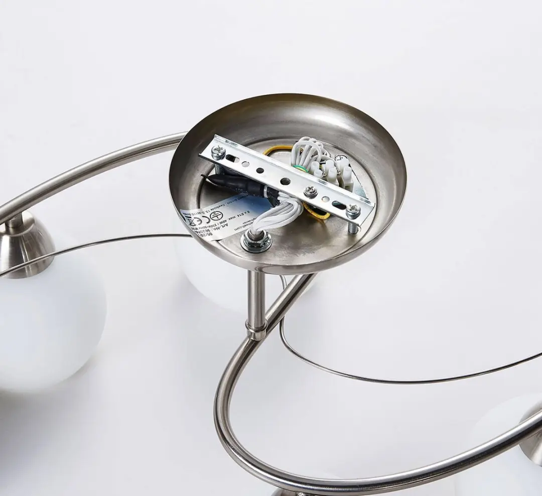 Lindby Plafondlamp 6-lichts E14 - Wit/Mat Nikkel