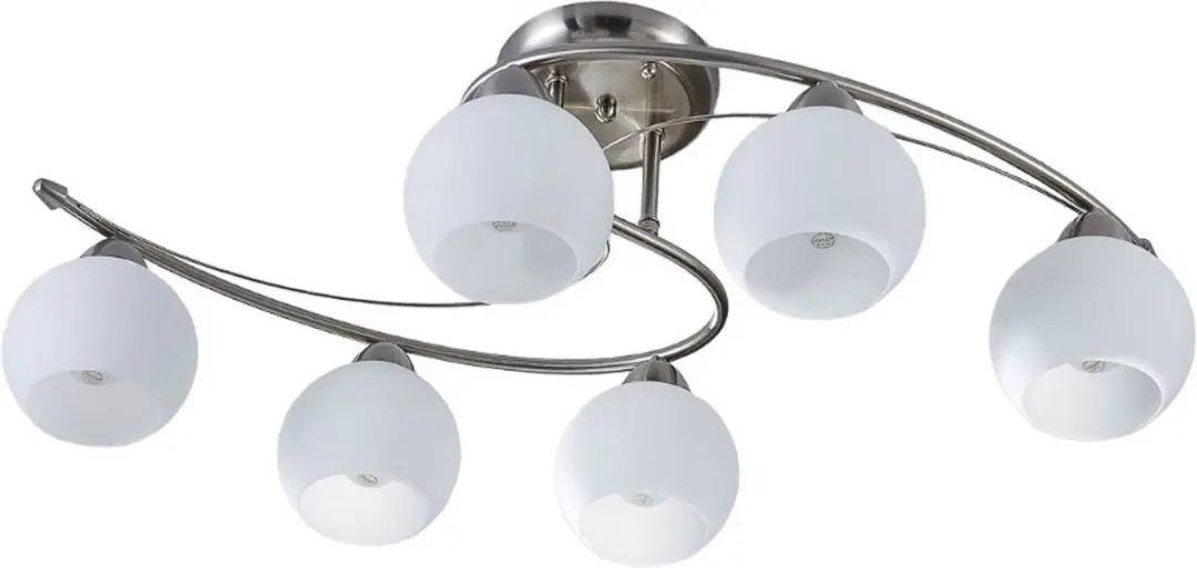 Lindby Plafondlamp 6-lichts E14 - Wit/Mat Nikkel