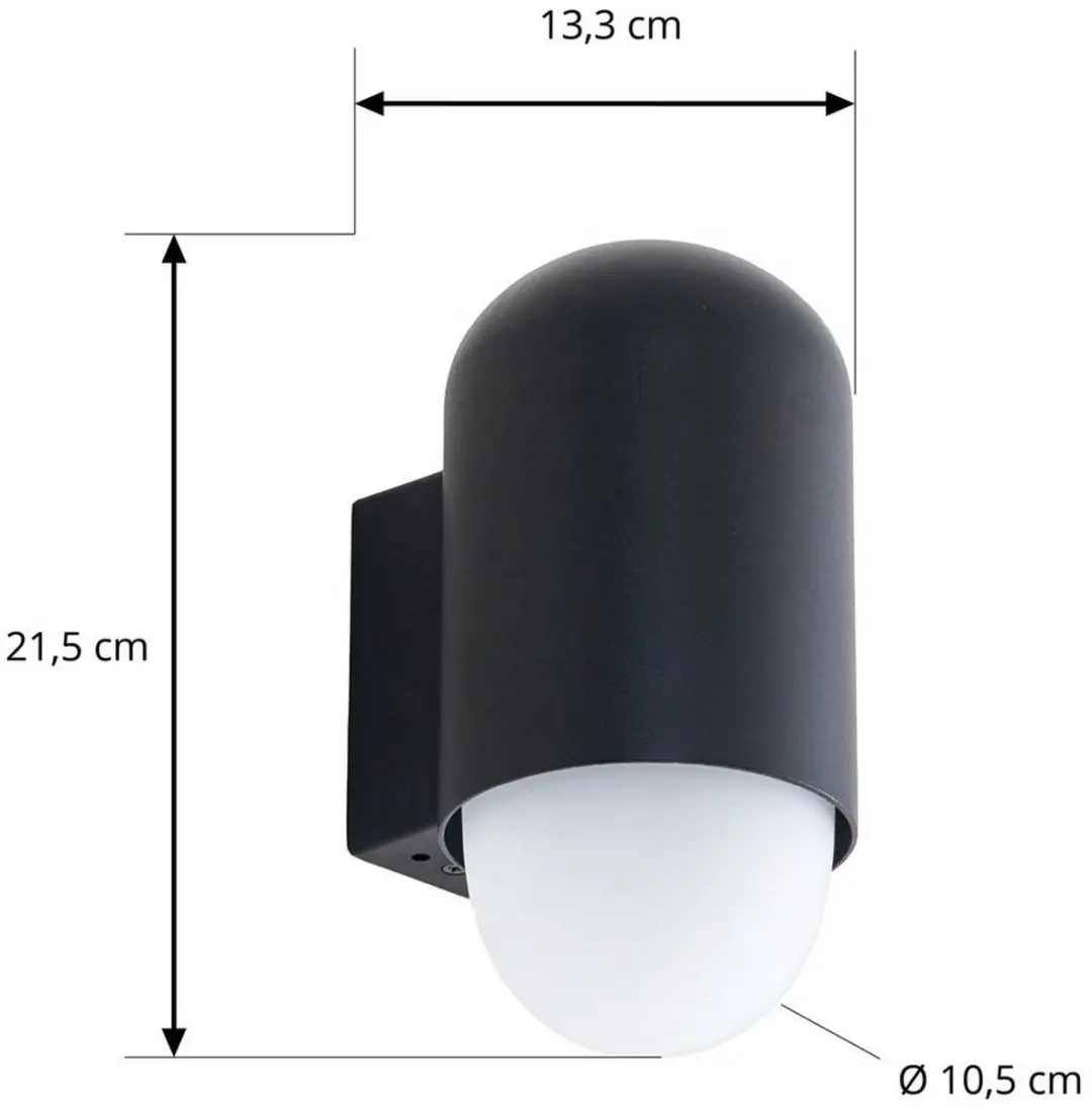 Lindby Wandlamp Buiten 1 Licht E27 - Aluminium/Glas - 21.5cm - Zwart/Wit