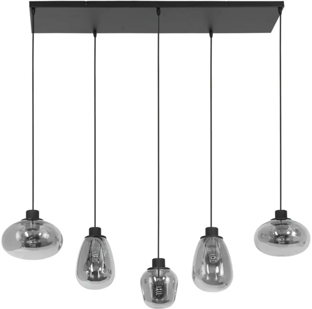 Steinhauer Reflexion 3078ZW Hanglamp - 5 Lichtpunten - 100cm - Zwart