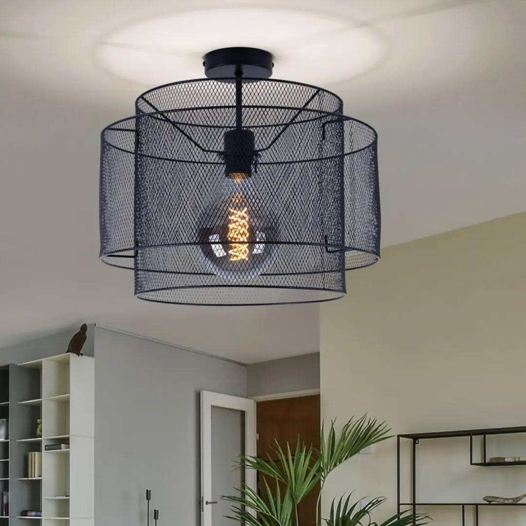 Globo Plafondlamp Raster 40x35cm - E27 - Zwart
