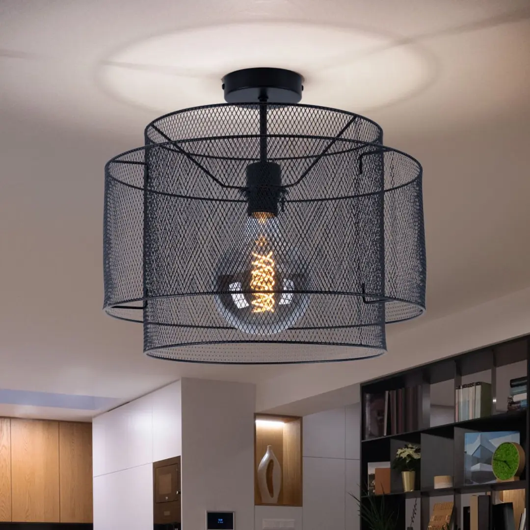 Globo Plafondlamp Raster 40x35cm - E27 - Zwart