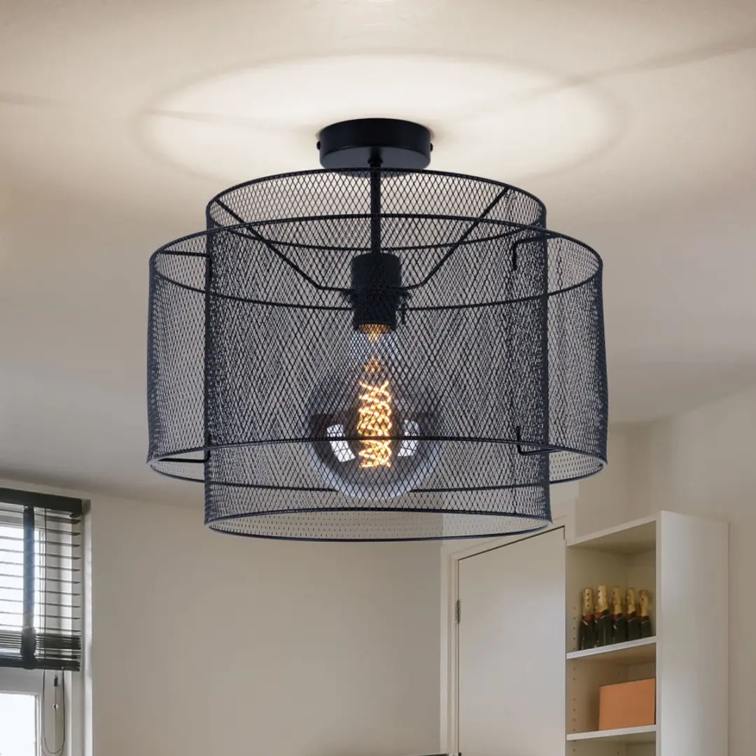 Globo Plafondlamp Raster 40x35cm - E27 - Zwart