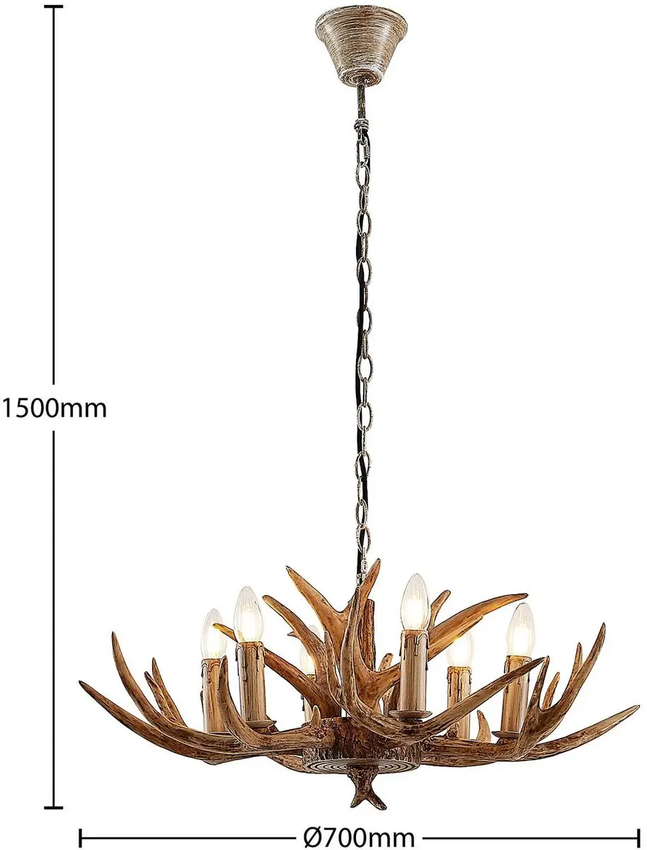 Lindby Hanglamp 6-Lichts E14 - Bruin