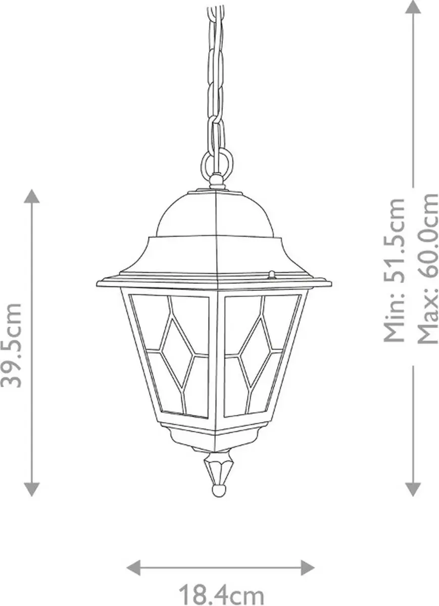 Elstead Lighting Norfolk LED Buiten Hanglamp - 60W - IP44 - Dimbaar - Zwart
