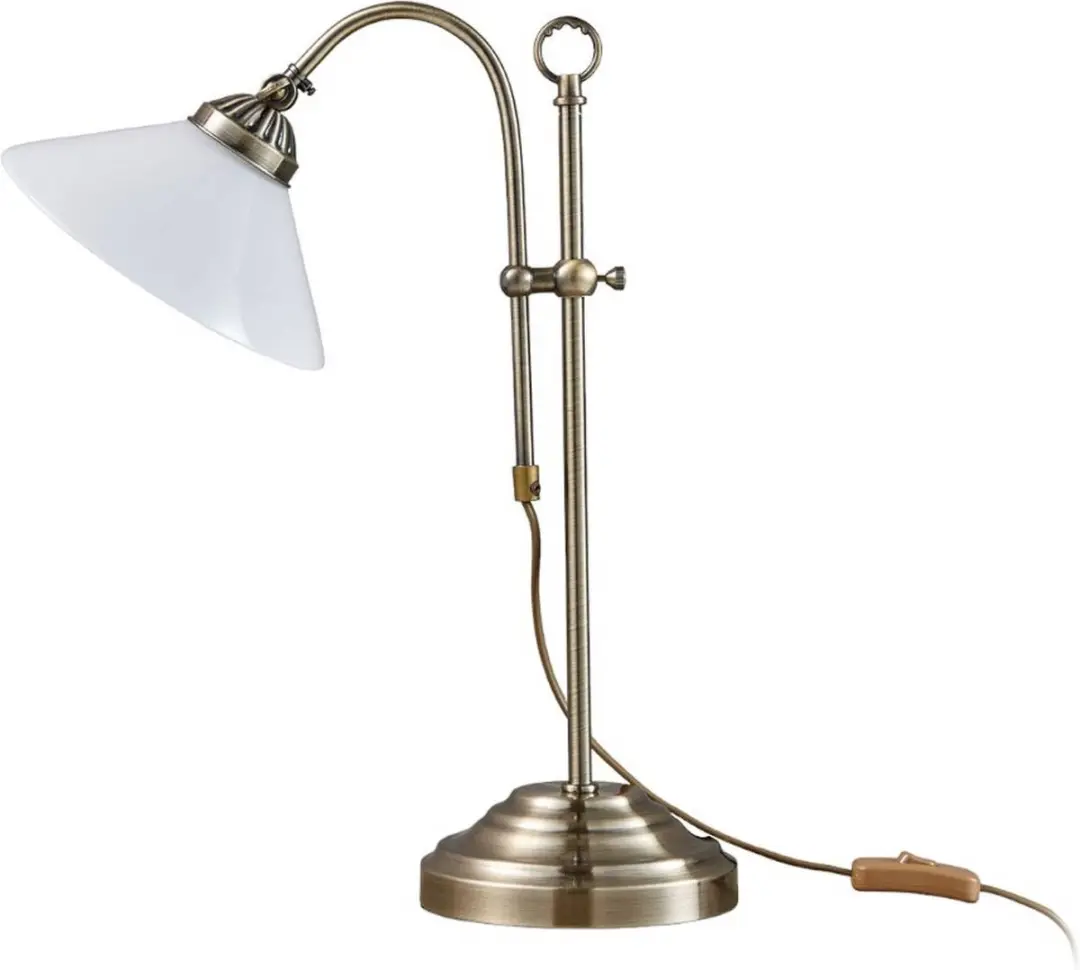 Lindby Tafellamp 1-licht E14 - 60,5 cm - Opaalwit/antiek messing