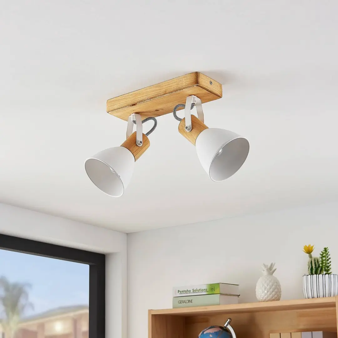 Lindby Buitenspot Metaal Dennenhout 2 Lichtpunten E14
