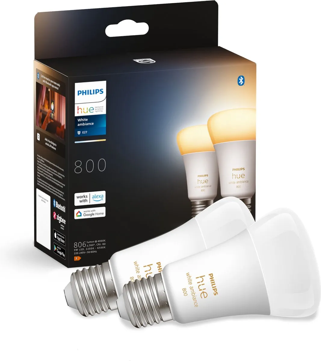 Philips Hue E27 Duopack Slimme Lichtbron