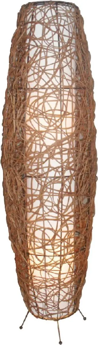 Lindby Vloerlamp 2-lichts Rotan - 111cm - E14 - Bruin/Wit