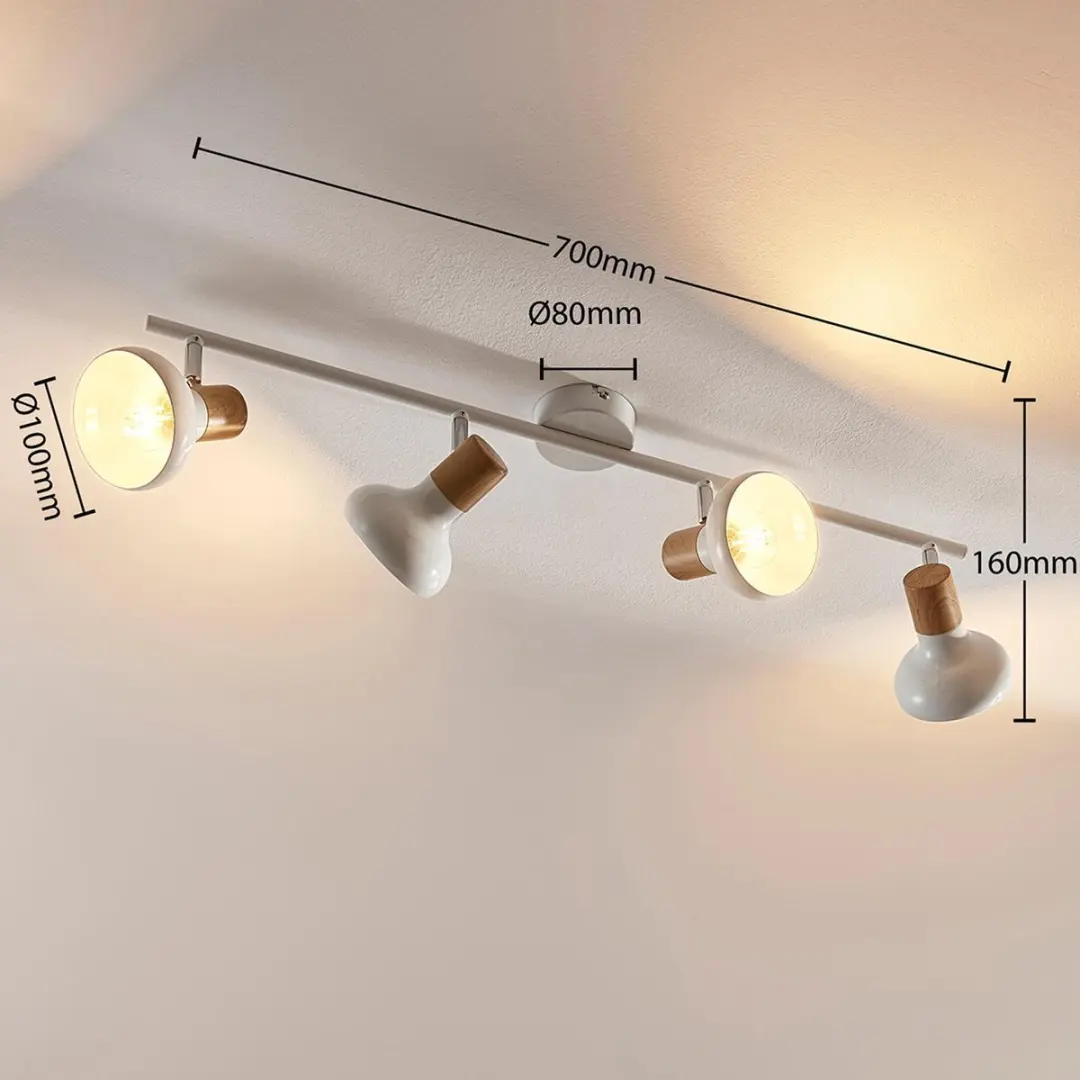 Lindby Buitenspot 4-licht Metaal E14 - wit/licht hout