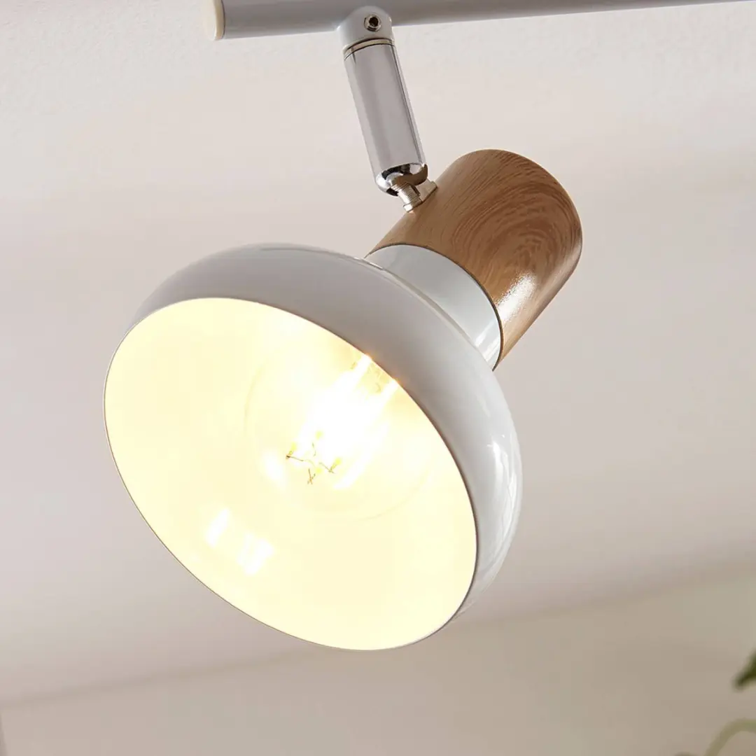 Lindby Buitenspot 4-licht Metaal E14 - wit/licht hout