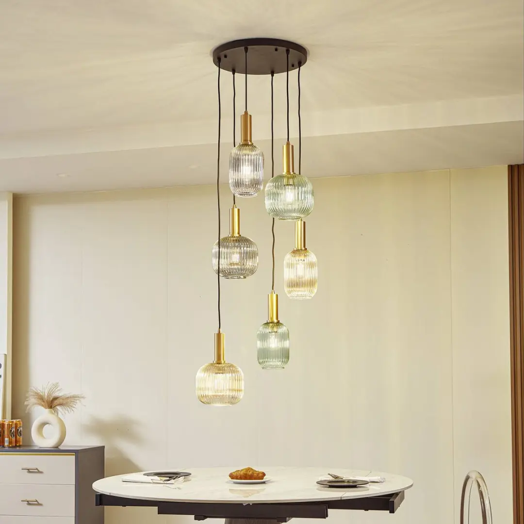 Lindby Hanglamp 6-lichts E27 - Rokerig grijs