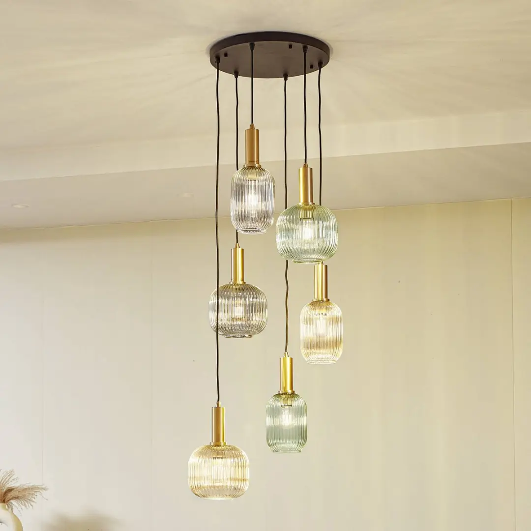 Lindby Hanglamp 6-lichts E27 - Rokerig grijs