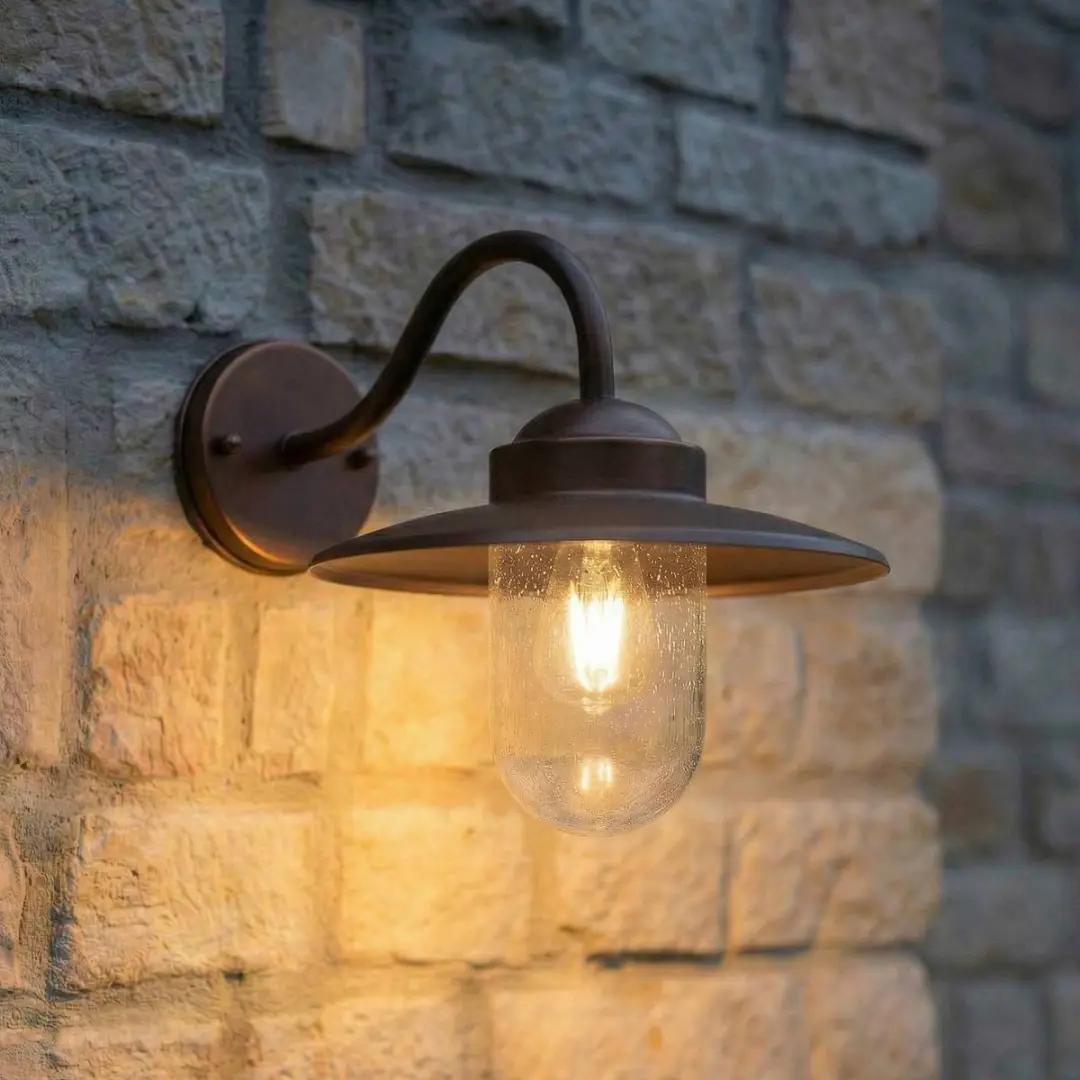 Lindby Wandlamp Buiten Aluminium Glas 1 Lichtpunt E27 - Roest