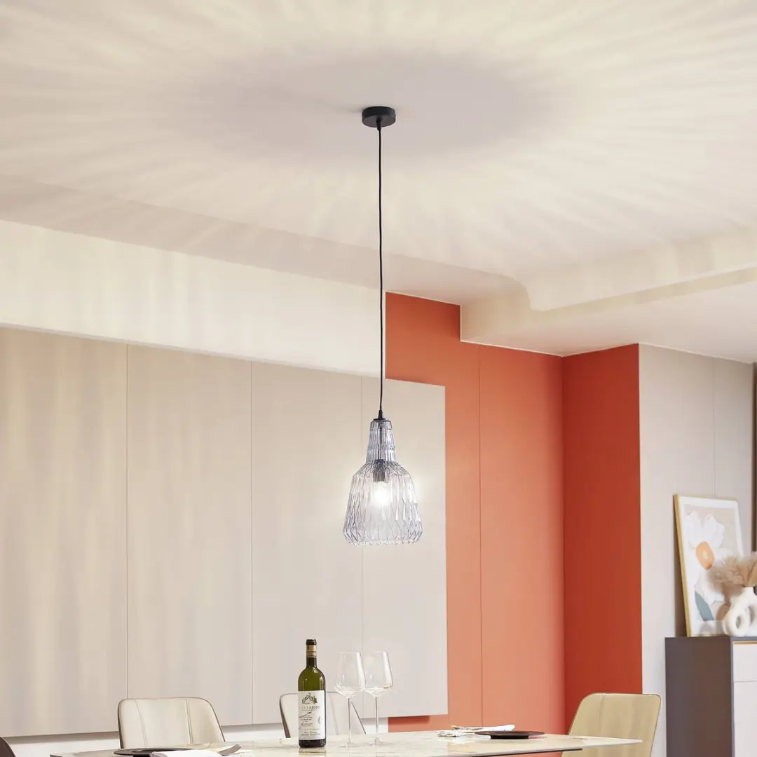 Lindby Hanglamp Glas Metaal 35cm E27 - Rokerig grijs