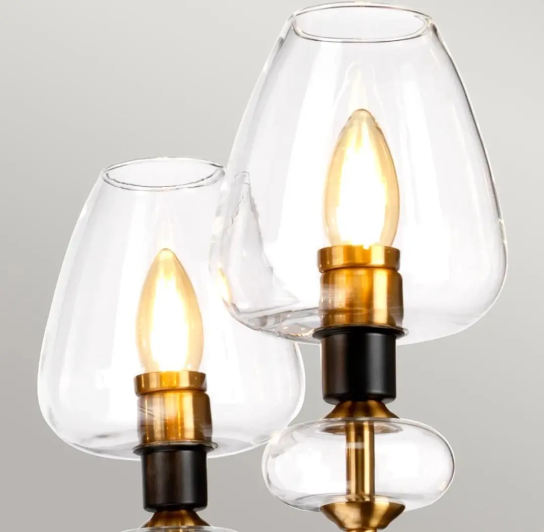 Elstead LED Kroonluchter 5x E14 40W - Aged Brass & Charcoal