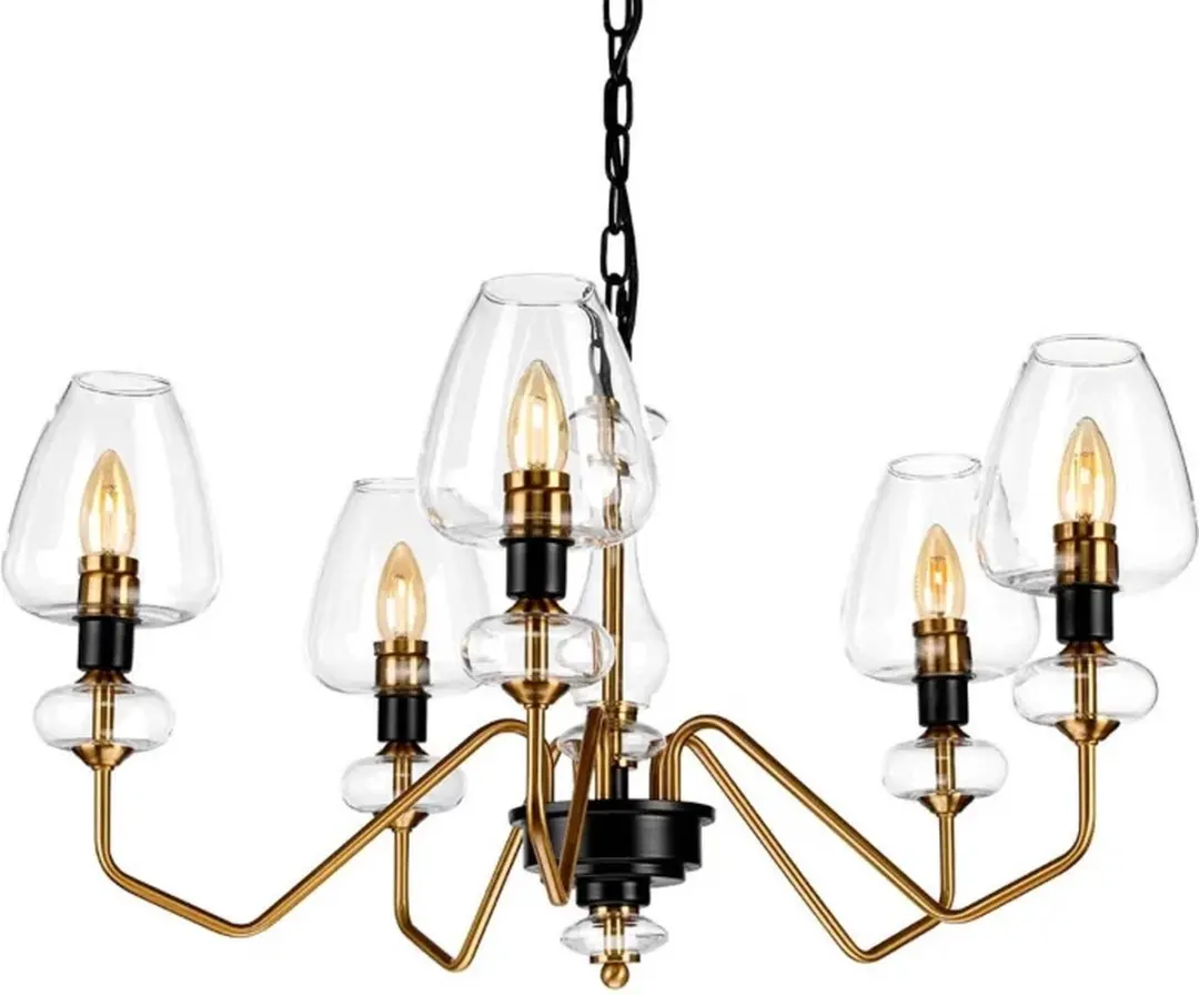 Elstead LED Kroonluchter 5x E14 40W - Aged Brass & Charcoal