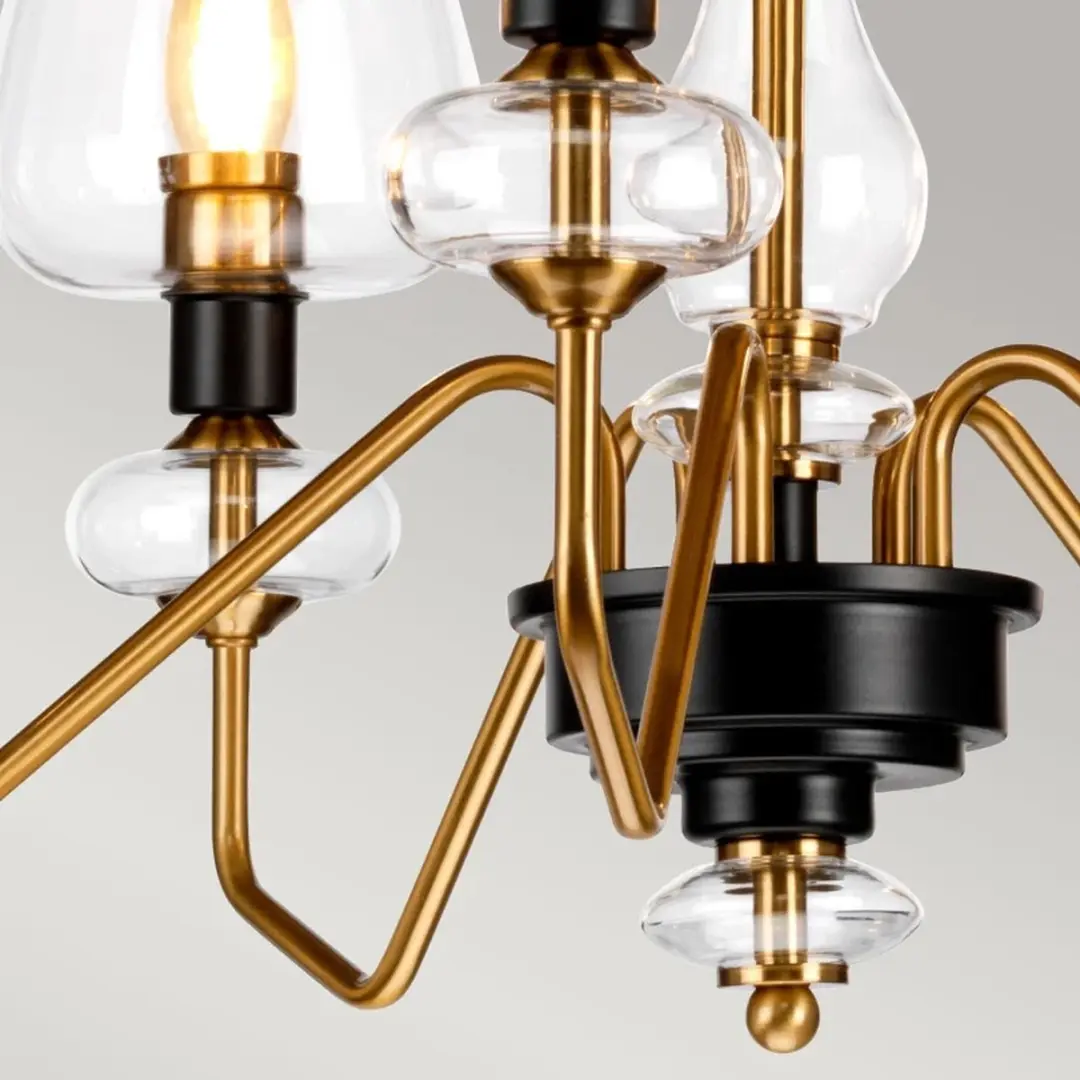 Elstead LED Kroonluchter 5x E14 40W - Aged Brass & Charcoal