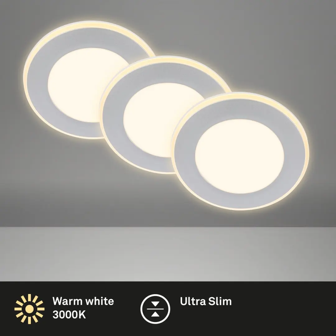 Briloner Gima LED Inbouwspots 7988034 - 3 Stuks - Nachtlamp & Memory - Ø9,3cm - Mat Chroom