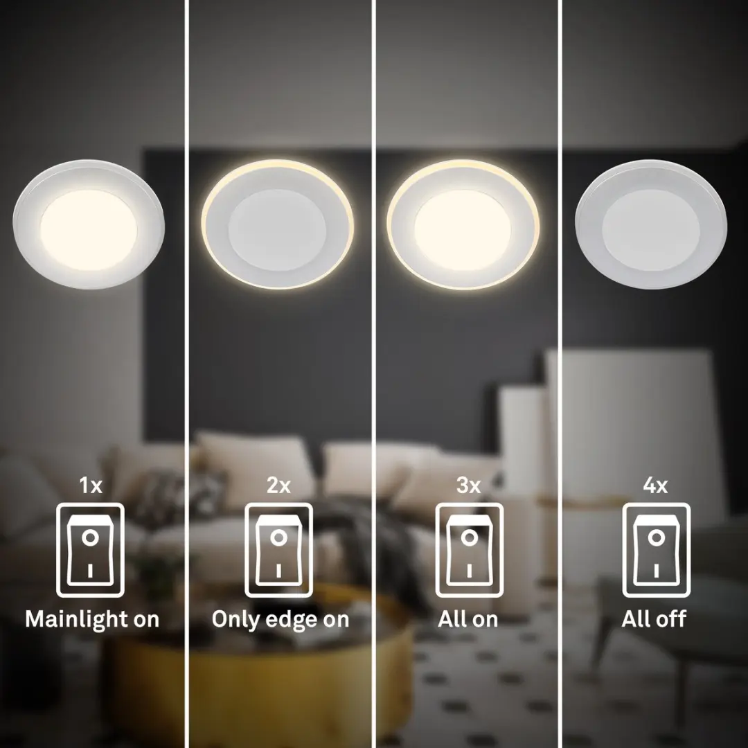 Briloner Gima LED Inbouwspots 7988034 - 3 Stuks - Nachtlamp & Memory - Ø9,3cm - Mat Chroom