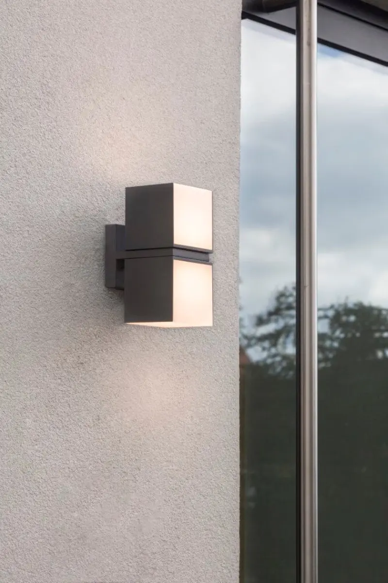 Lutec Cuba Tweekoppige LED Wandlamp 2x24.4W - Donkergrijs