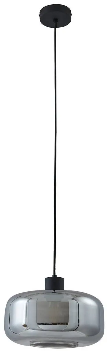 Lindby Hanglamp Glas 1 Licht - Ø28,5cm - Rookgrijs/Zandzwart