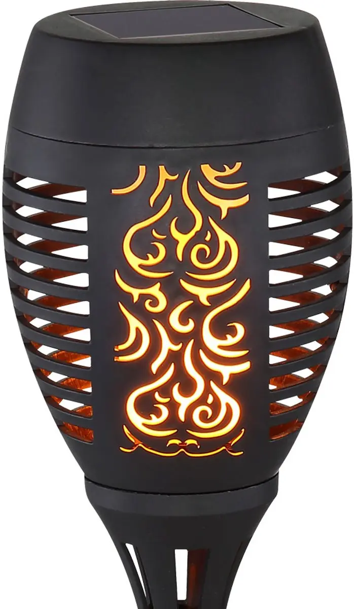 Globo Solarlamp Vuureffect - Zwart - 2 Stuks