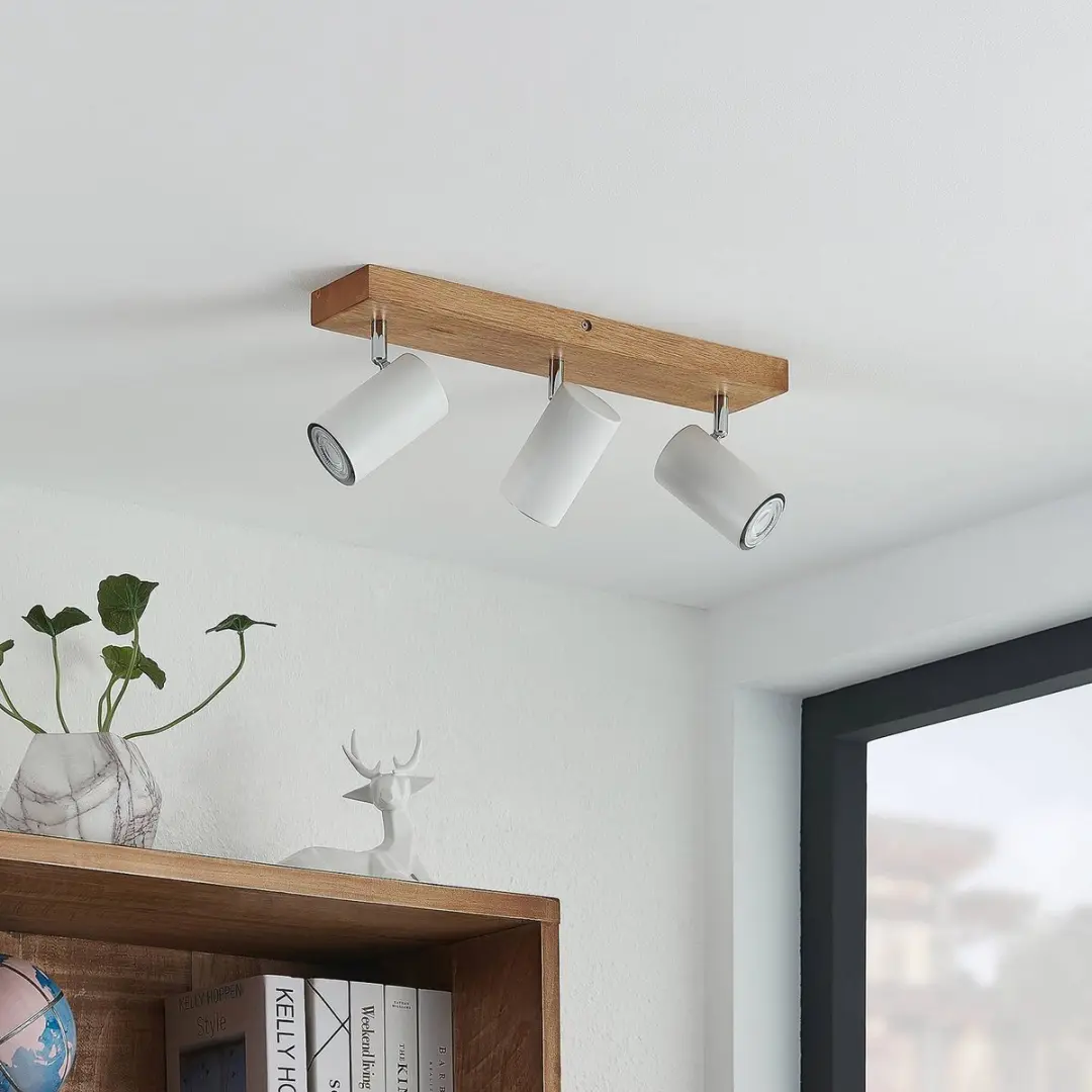 Lindby Buitenspot 3-lichts GU10 - 8W - Licht hout/wit/chroom