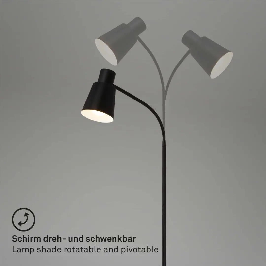 Briloner Ekko Vloerlamp - 128cm - Zwart