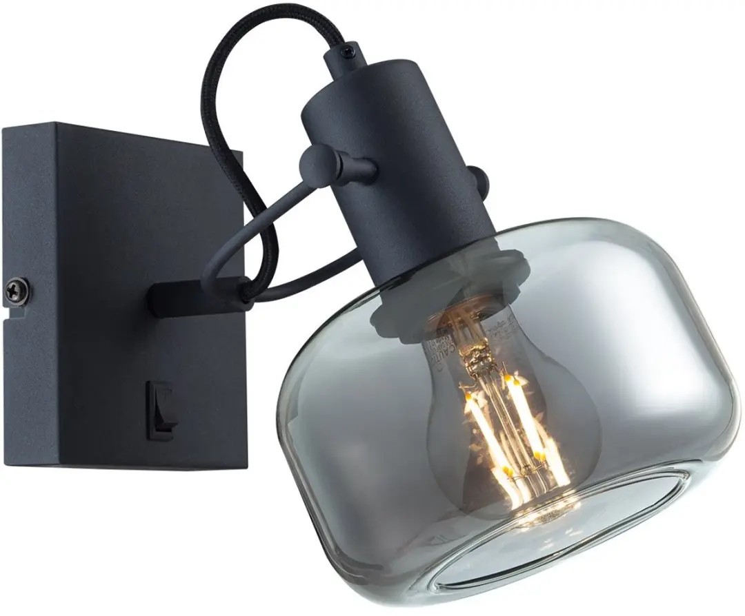 Steinhauer Wandlamp Glaslic 3864ZW - Zwart - Smoke glas